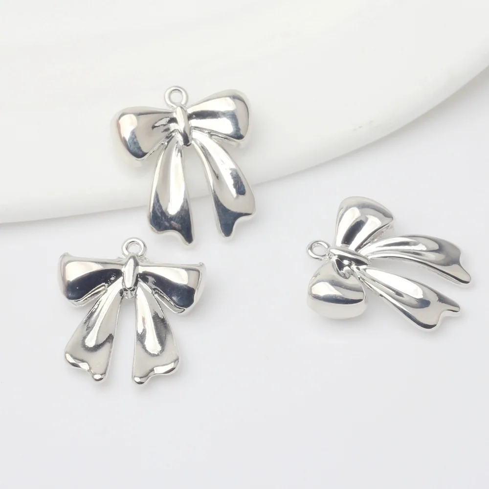 10pcs Alloy Silver Plating Bow Tie Charms Pendant For Jewelry Making Handmade DIY Bracelet Earrings Necklace Accessories