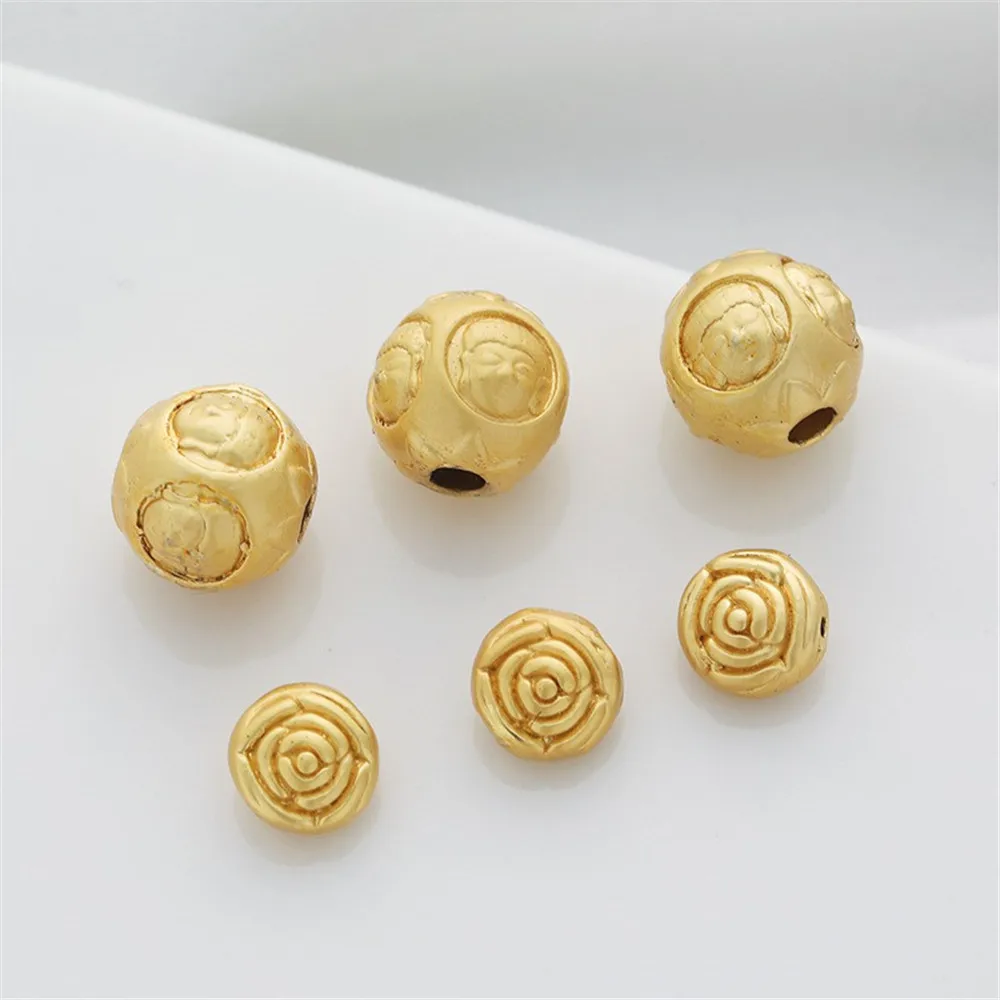 

Double-Sided Buddha Head Beads, Ancient Gold-Plated, Flat Beads, DIY Bracelet, Necklace, Handmade Beaded Accessories, Gold Color