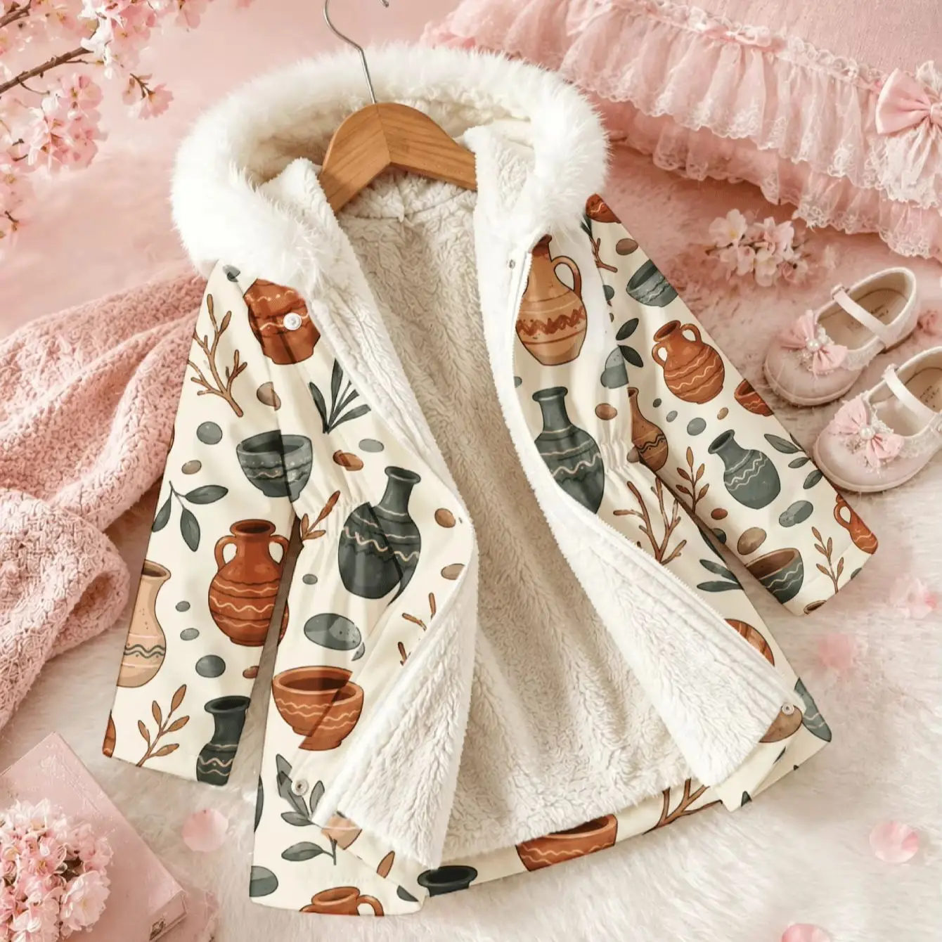 Warm Fleece Lined Cotton Jacket Winter Insulation Outerwear for Cold Weather Comfortable Soft Cotton Coat for Men Women