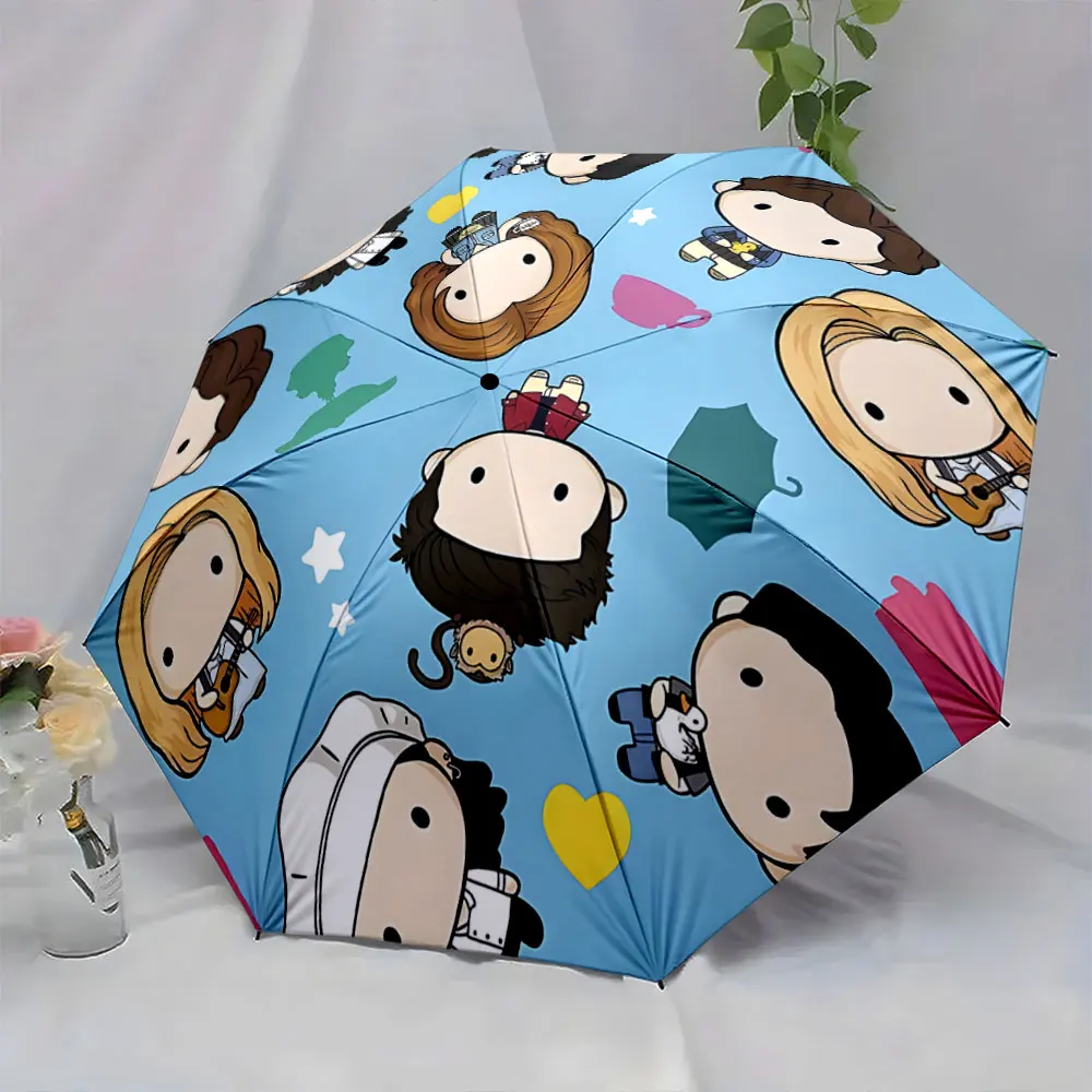 1PC Charming Cartoon Character Umbrella Design Print 8 Iron Ribs Folding Umbrella Auto-Open Fashion Sunshade