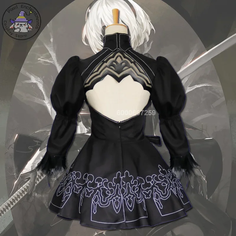 Anime  NieR Automata No. 2 Type B Cosplay Costume 2B Dress Women NieR Uniform Eyemask Gloves Stocks Halloween Party Outfits