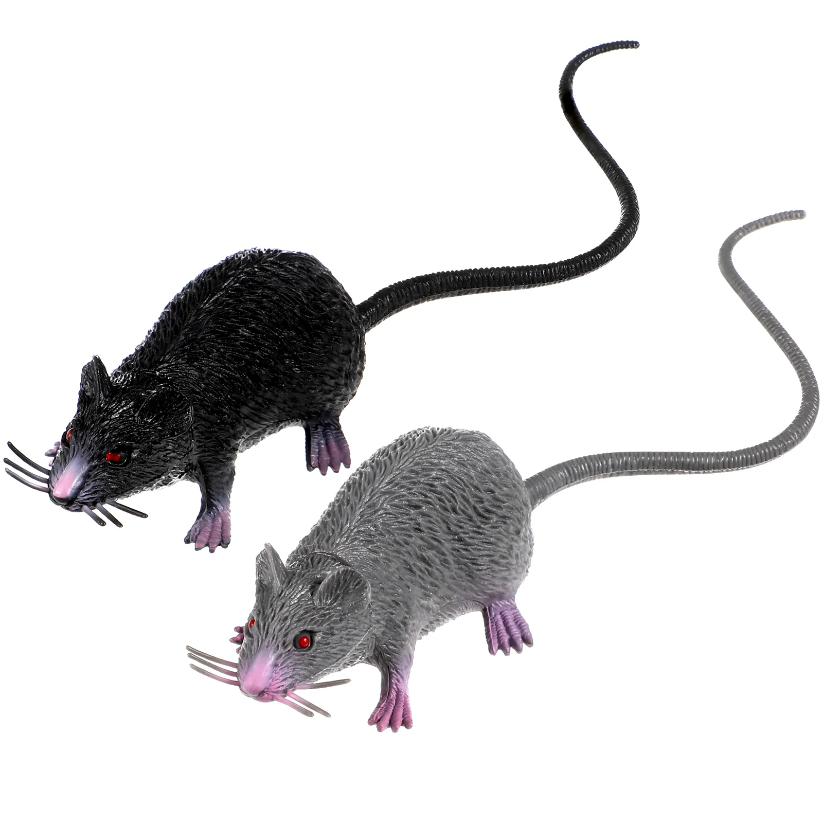 2 Pcs Simulation Mouse Toy Cat Fake Rat Realistic Mice Toys Rats Figures Party Props Creepy Tricks