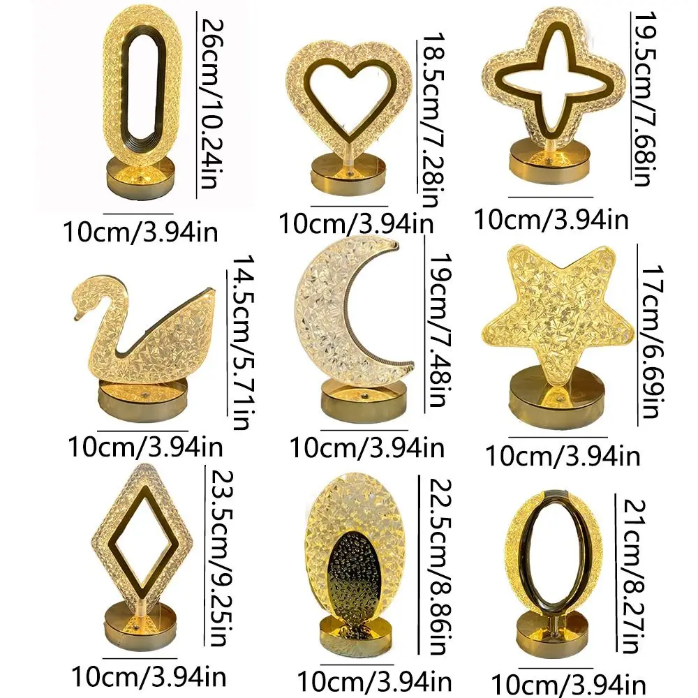 Cordless Crystal Night Light Touch Control Dimmable LED Atmosphere Lamp 3 Light Colors Romantic Star Bedside Lamp Reading