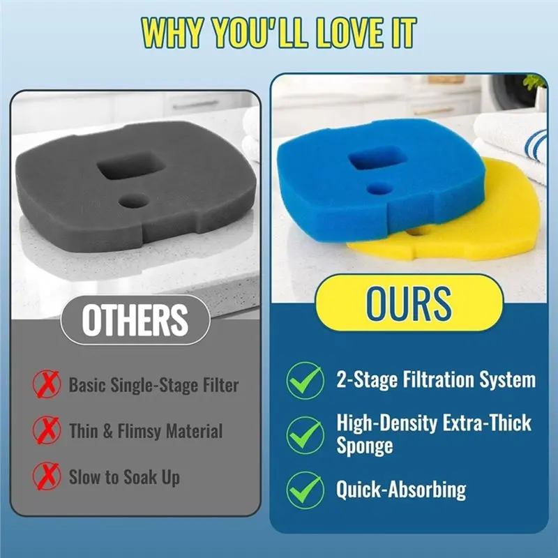 ABLK Dual Stage Aquarium Foam For 950 1370 GPH Pond Pump For Fish Turtle Ponds