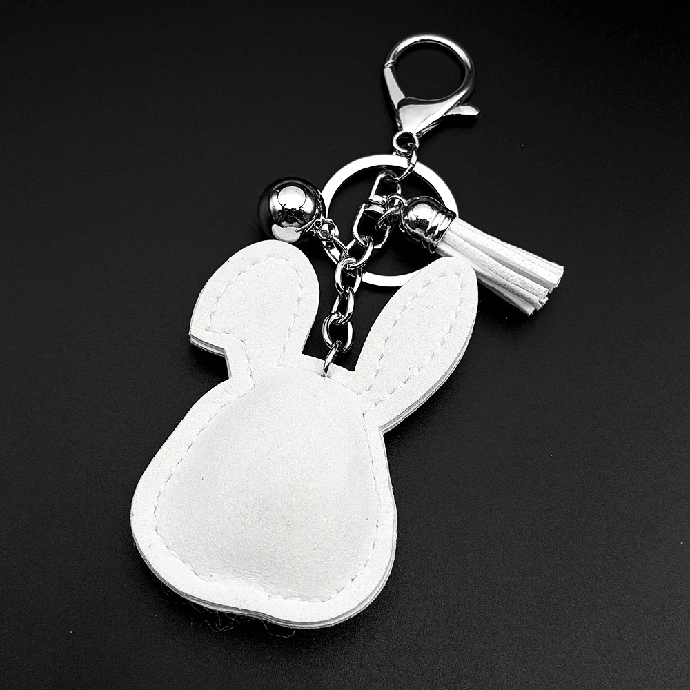 Kleiner weißer Hase, schöner Schlüsselanhänger für Damen und Herren, voller Kristallquasten, für Kinder, Rucksack, hängender Schlüsselanhänger, Schmuckzubehör – Detail 7