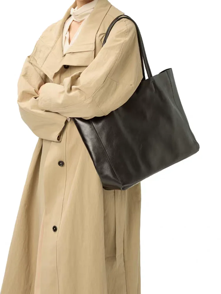 

Минималистичная модная простая женская сумка из натуральной кожи, большая сумка из натуральной кожи, сумка на плечо, новинка