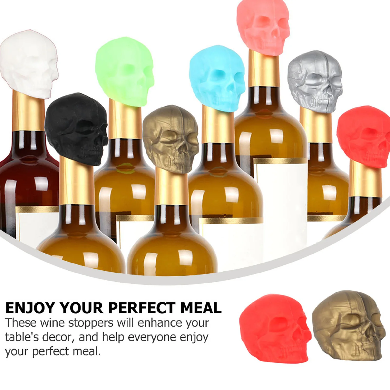 

2Pcs Skull Silicone Wine Stoppers Halloween Gift Creative Leakproof Bottle Plugs Wine Preservation Tool Silicone Bottle Plug