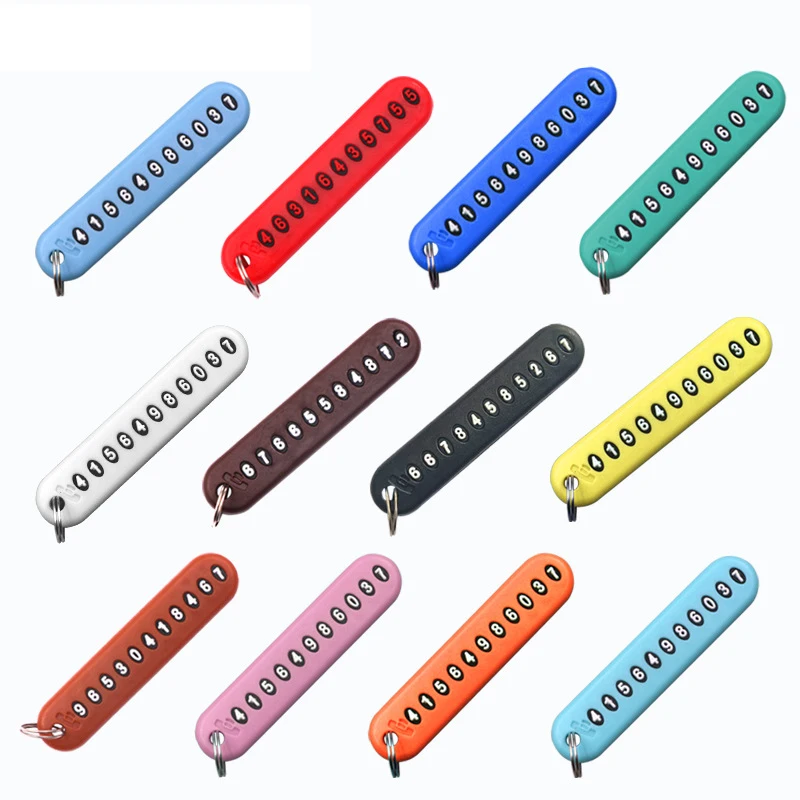 Anti-lost Phone Number Plate Car Keychain Pendant Auto Vehicle Phone Number Card Keyring Key Chain Car Interior Decoration