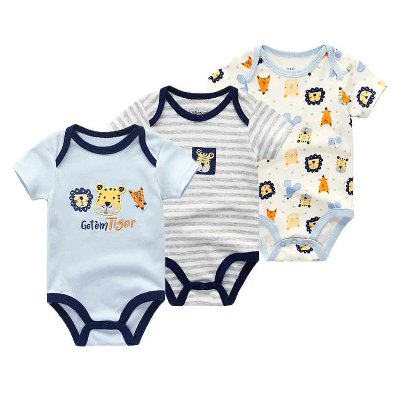 Summer Cartoon Baby Boy Bodysuits Short Sleeve Cotton Newborn Onesies Soft Infant Clothes