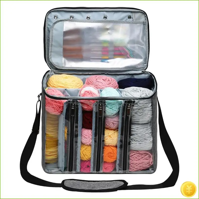 Tas Rajut Crochet, Tas Tote Organizer Benang untuk Membawa Hakpen Rajut, Perlengkapan Rajut