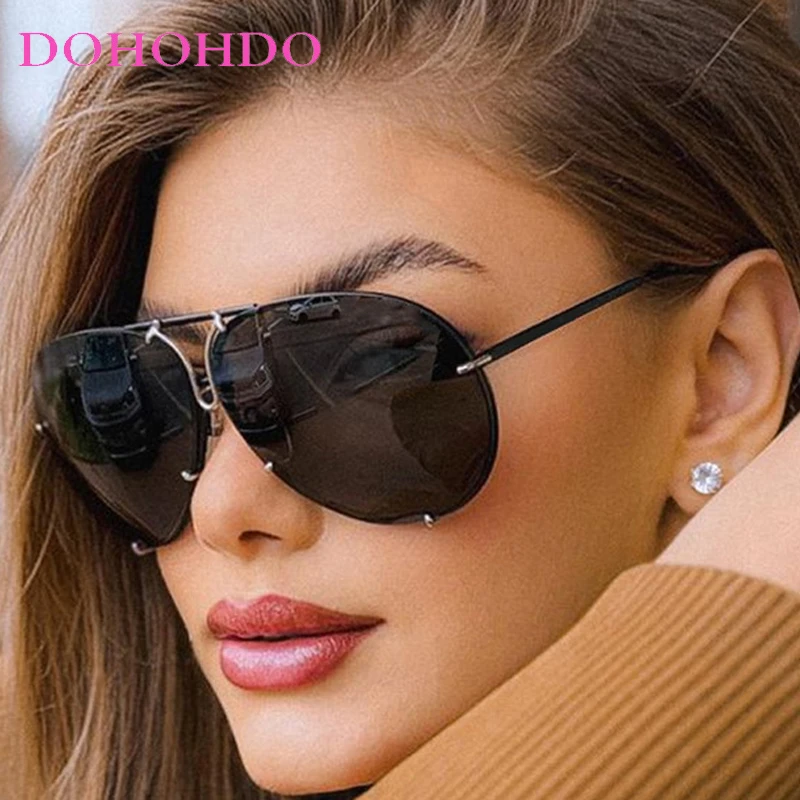 

2026 New Classic Pilot Oversized Men Sunglasses Vintage Metal Sun Glasses Women Mirror Gradient Colors Driving Male Shades UV400