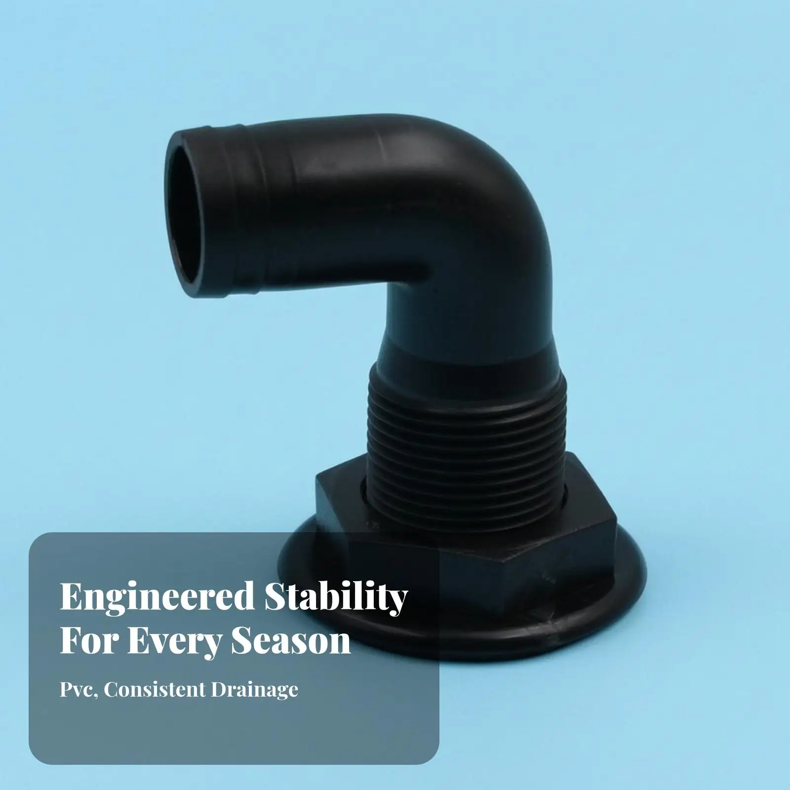 Marine Drain Outlet with Backflow Valve Stabilized 90-Degree Boat Drain Fitting Marine Plumbing Fitting One-Way