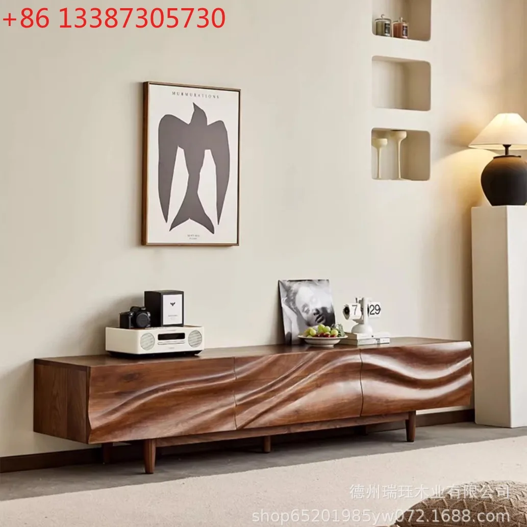 

All solid wood TV cabinet Nordic simplicity North American black walnut floor cabinet living room creativity