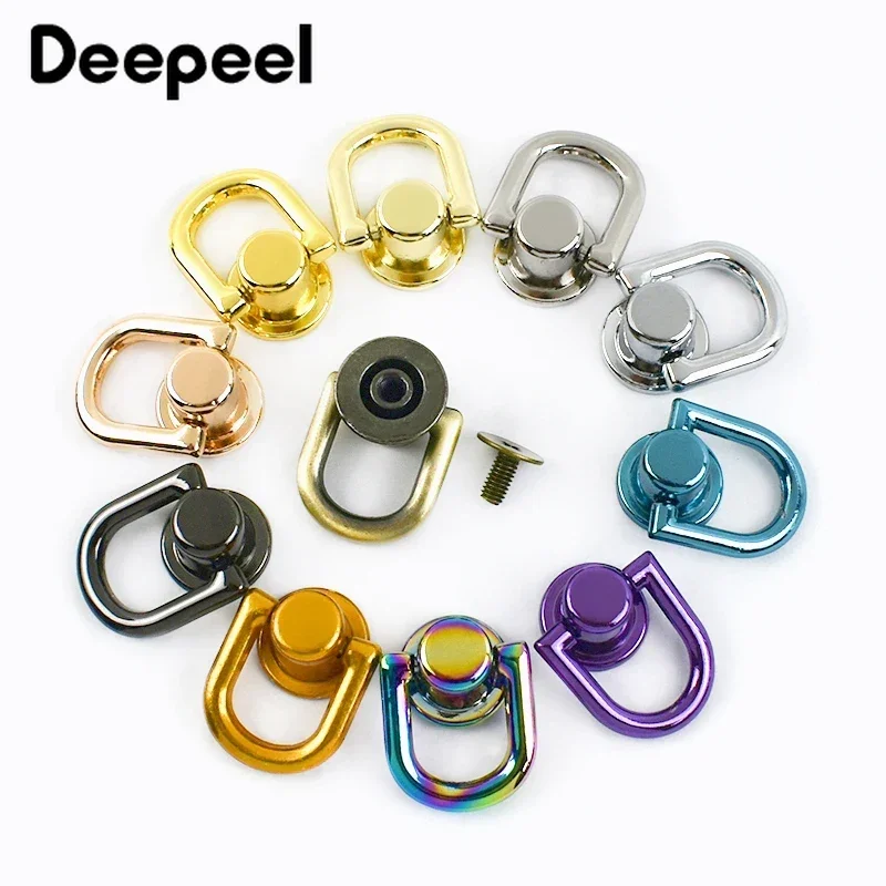 10/20/30Pcs D Ring 10mm Bag Side Clip Clasp Metal Webbing Strap Connector Leather Crafts Rivet Screw Buckle Hardware Accessories