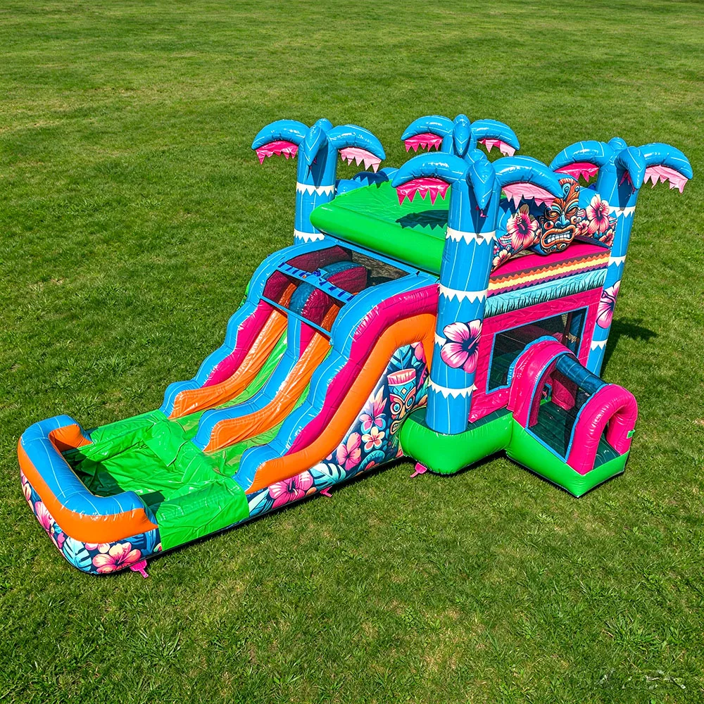 Water Slide Inflatable - Çift Kaydıraklı ve Su Havuzlu, Dış