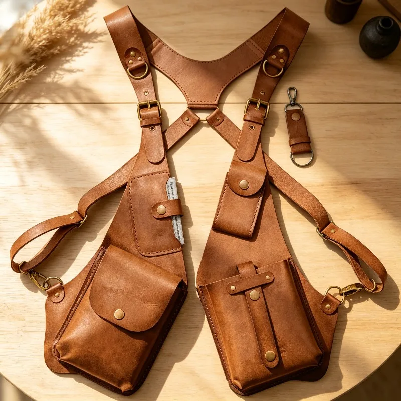 Outdoor Storage Bag Adult Novelty Party Costume Props Medieval Steampunk Retro Straps Underarm Satchel Pu Leather Wallet