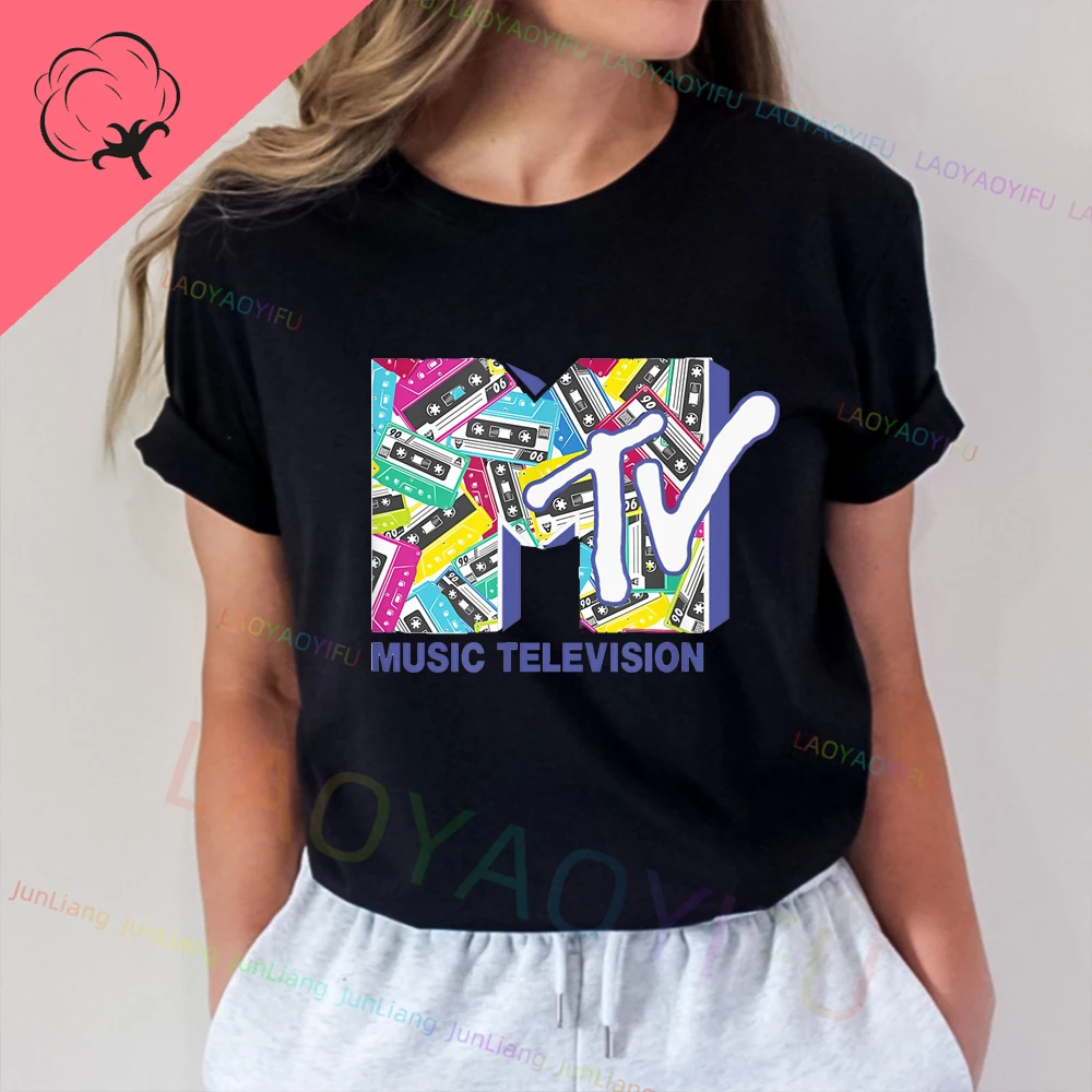 MTV Music Television Retro Adhesive Tape T-Shirt Homme, Haute Qualité, 100% Coton, Y2k, Chemises Homme, Streetwear Homme, Vêtements Vintage