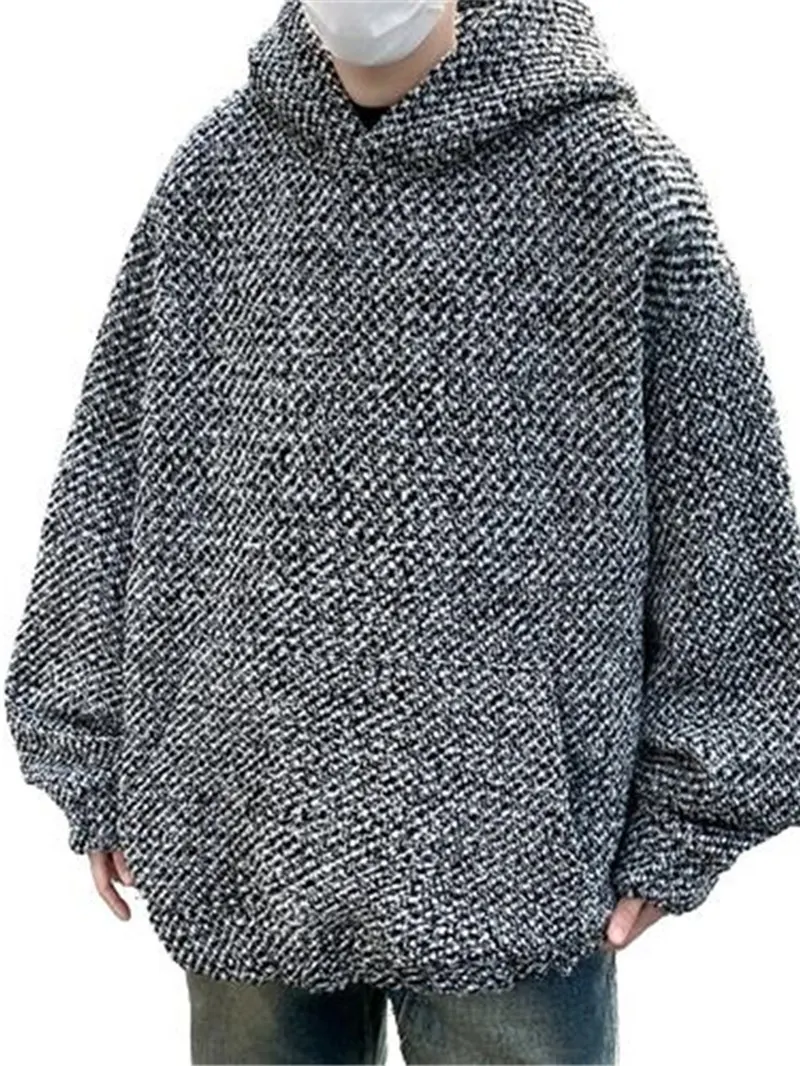 هودي شتوي سميك للرجال، سترة فضفاضة دافئة عصرية، تصميم كوري عتيق أنيق ومريح #4