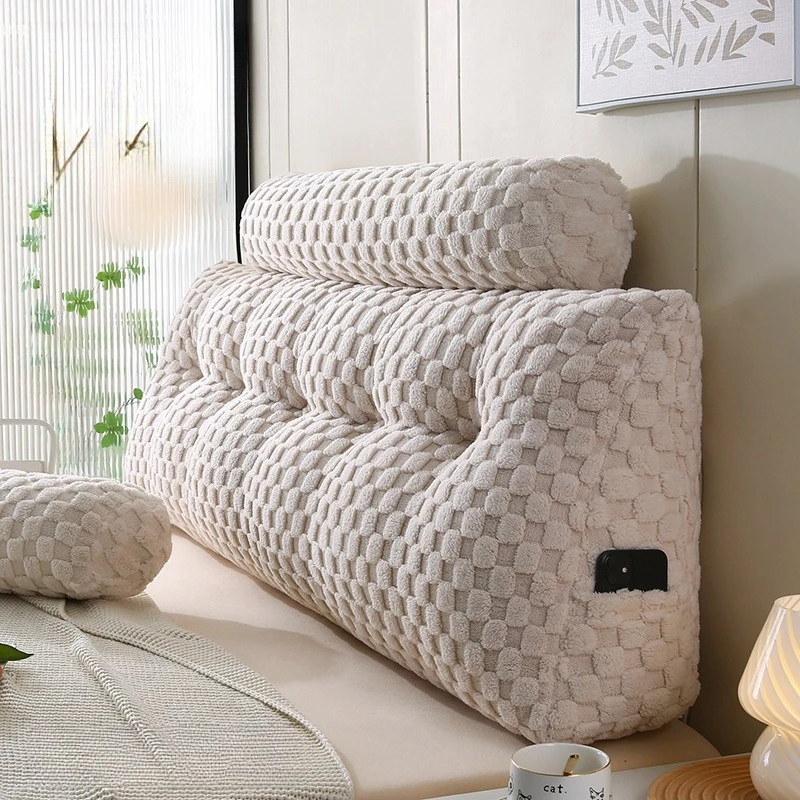 Headboard Cushion Plaid Double Bed Headboard Cushion Large Bedroom Bed Backrest Soft Bag Multifunctional Cushion Back Pad