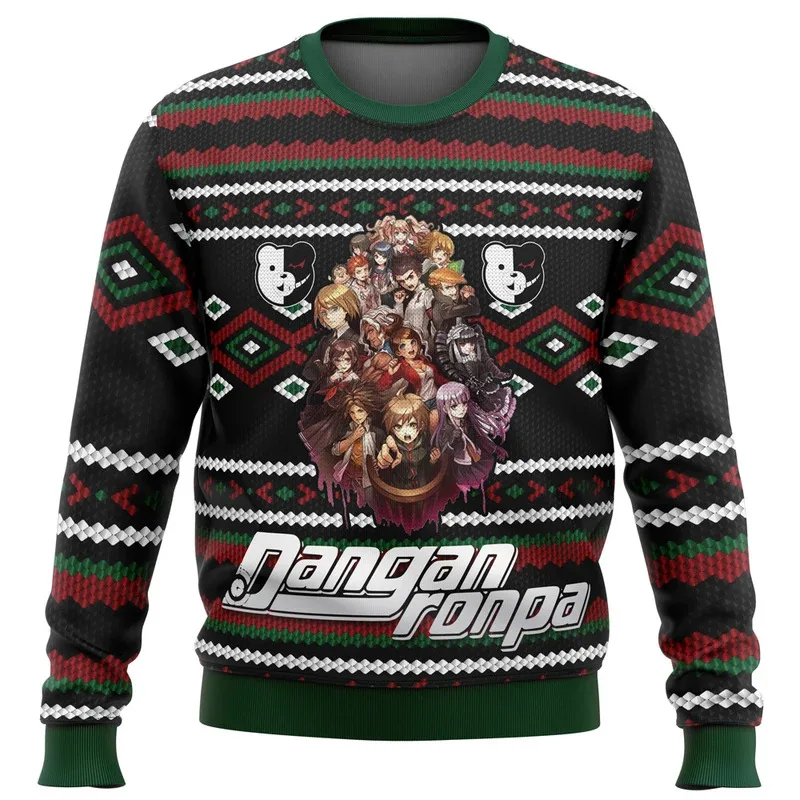 

Danganronpa Monokuma, a desperate and ugly Christmas sweater gift, a Santa Claus pullover for men, a 3D sweatshirt with fleece
