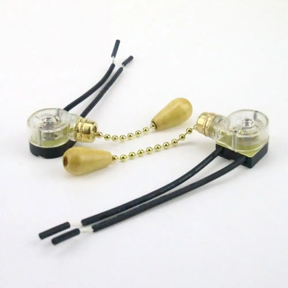 250V 3A 125V 6A Ceiling Fan Switch Nickel Finish Two-Wire Pull Chain Switch Universal Fan Light Switch Lighting Repair