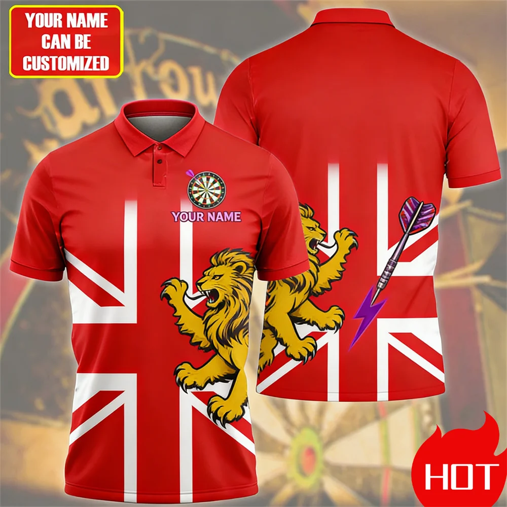 Dart team customization England Dart Polo Custom Name Dart Competition Polo Customized men's polo animal print men's polo shirts