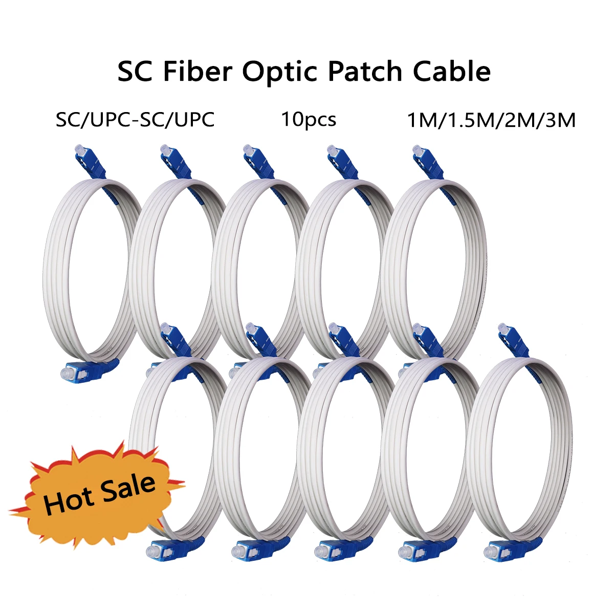 10pcs/50pcs SC/UPC-SC/UPC Fiber Optic Patch 1M/1.5M/2M/3M/20M Simplex Mode Bend Insensitive Indoor FTTR Patch Cord Wholesale