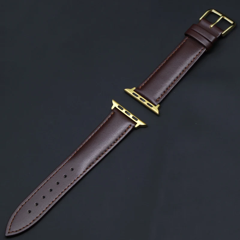 Brown Leather Band Loop Strap For Apple Watch 4 3 2 1 38mm 40mm , Men Leather Watch Band for iwatch 5 44mm 42mm Bracelet