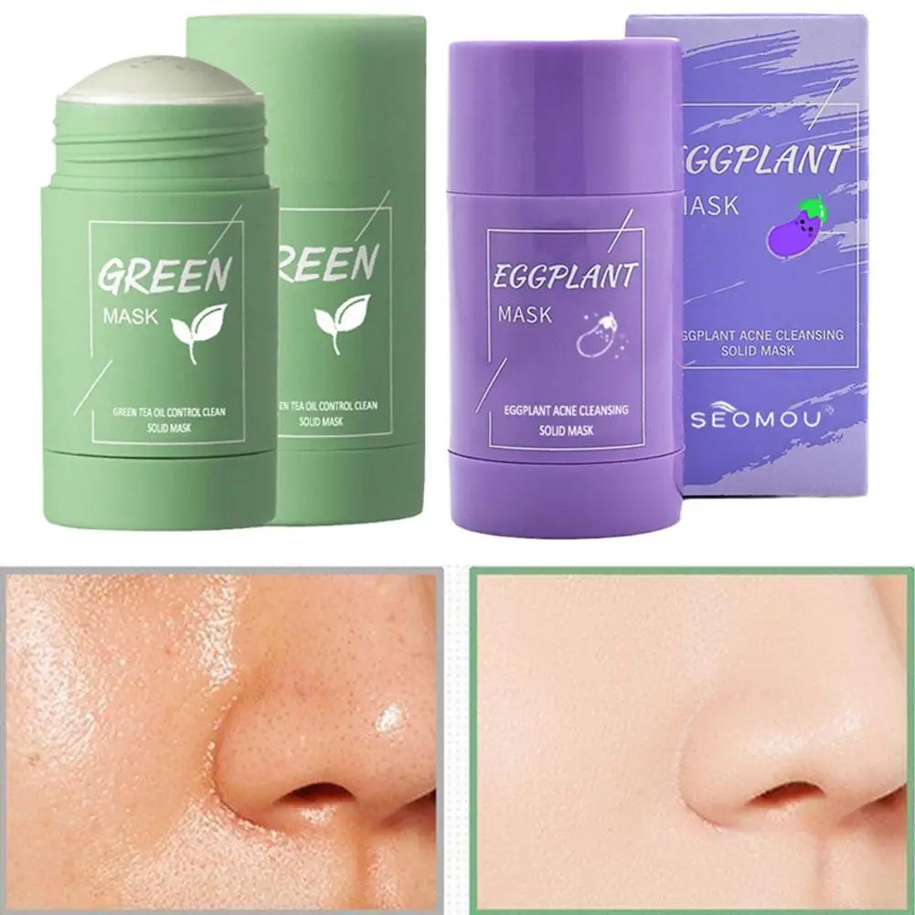 40G Moisturizing Green Tea Solid Mask Face Skin Care Purifying Clay Stick Oil Control Improves Skin Deep Cleaning Hydrating Mask