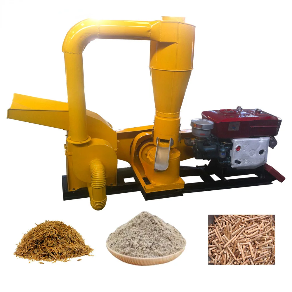 Automatic for 100-150kg/h 22hp Combined Type Hammer Mill With Wood Pellet Press Pellet Making Machine Crusher