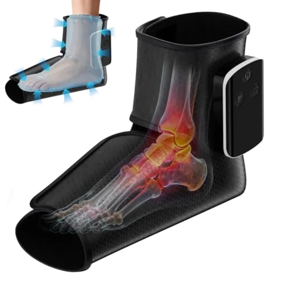 

Portable Cordless Ankle and Foot Massager with Heat for Pain Relief and Circulation Smart Timer Soft Gray Ideal for Neuropathy