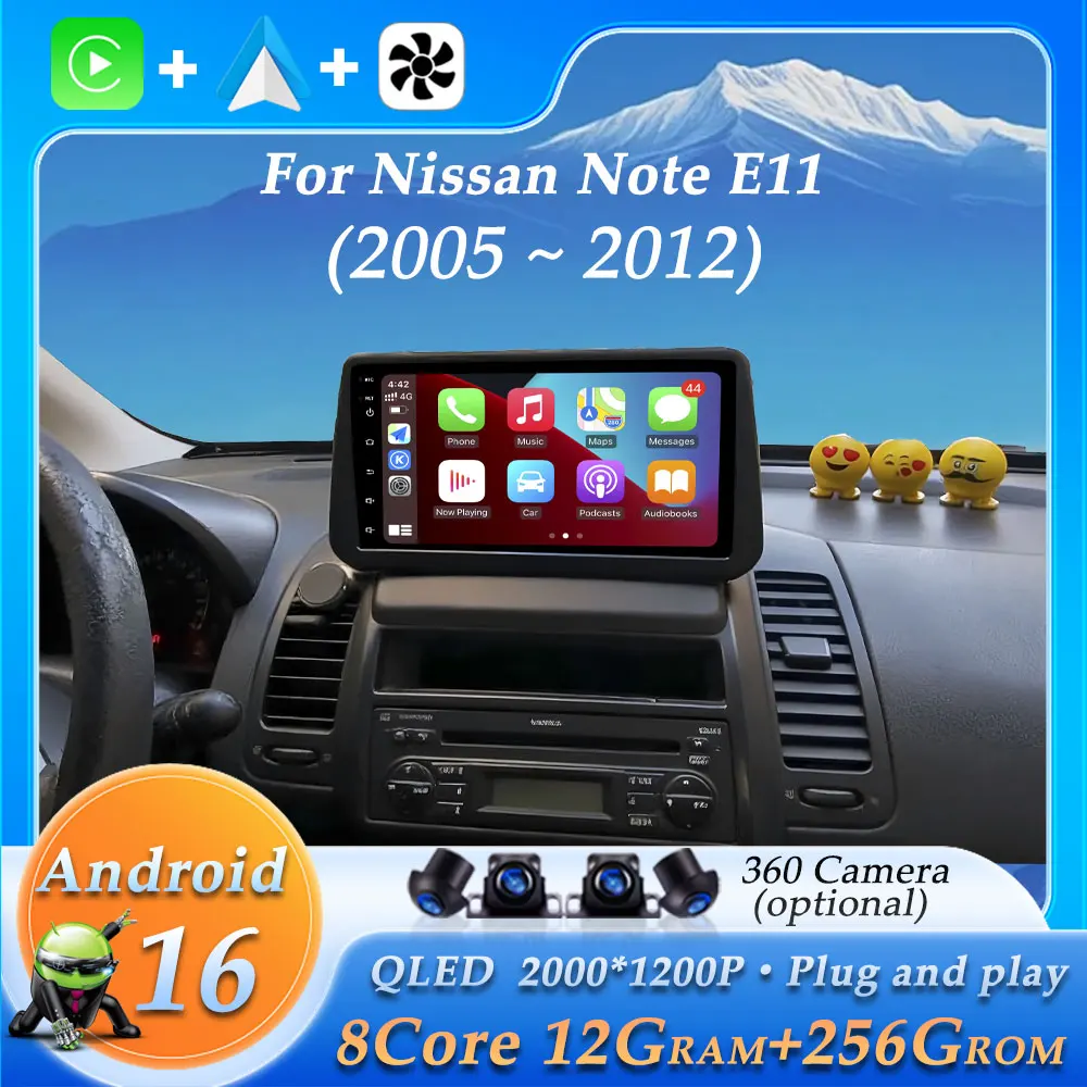 Wireless CarPlay Car Radio for Nissan Note E11 2005 - 2012 Stereo Navigation GPS Split Screen WiFi 4G Multimedia Player No 2 din