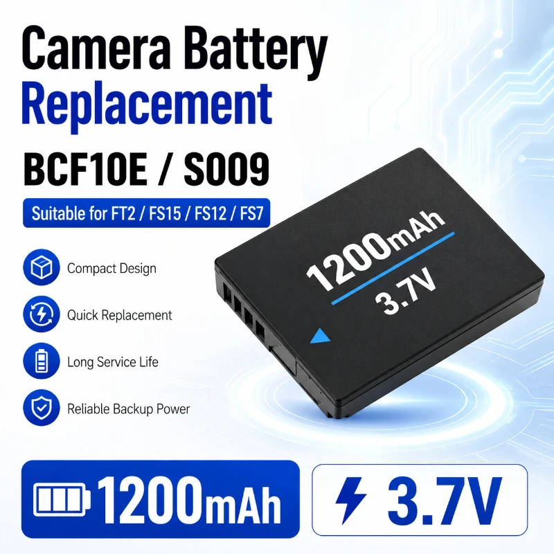 3.7V 1200mAh BCF10E S009 Digital Camera Battery Stable Long Lasting Battery for Panasonic DMC-FT2 FS15 FS12 FS7