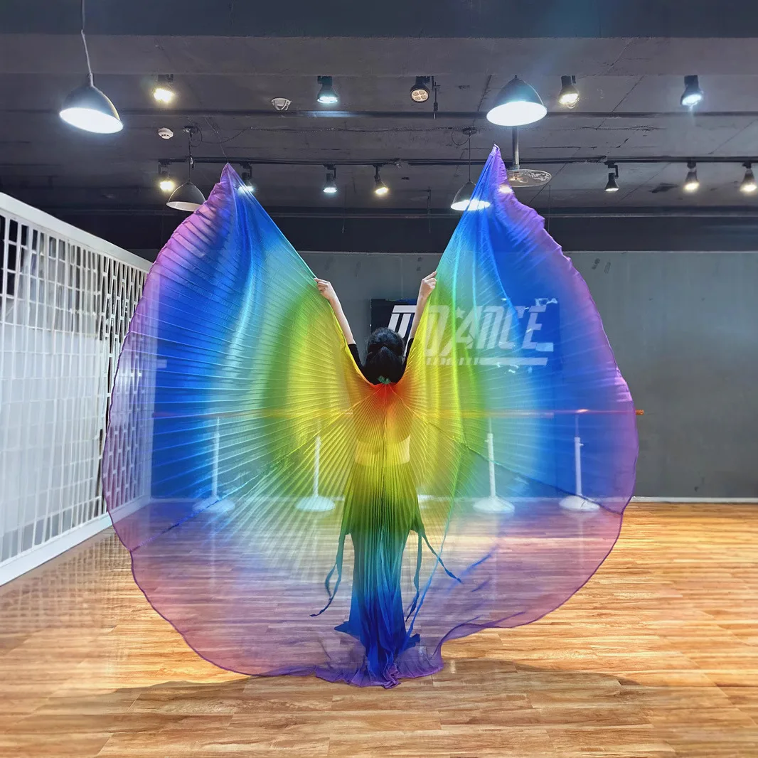 الرقص الشرقي أجنحة قوس قزح إكسسوارات الرقص جناح الفراشة للنساء البالغات مرحلة الأداء دعائم الرقص الذهبي الشفاف #2