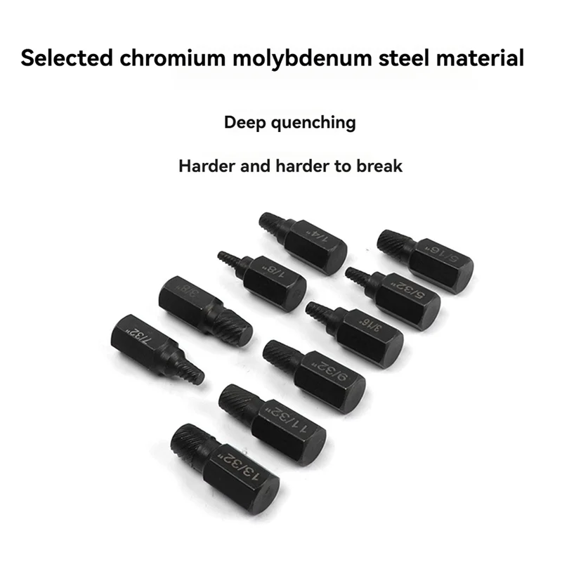 

A53Q-10 шт. набор для извлечения винтов, набор для снятия поврежденных винтов, металлические легко вынутые сверла, съемник сломанных болтов, многожильный