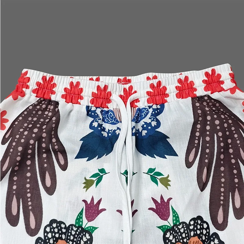 Gymystars-pantalones largos de pierna ancha con estampado para mujer, pantalón bohemio, informal, con bolsillo, cintura alta, elásticos, holgados, Vintage