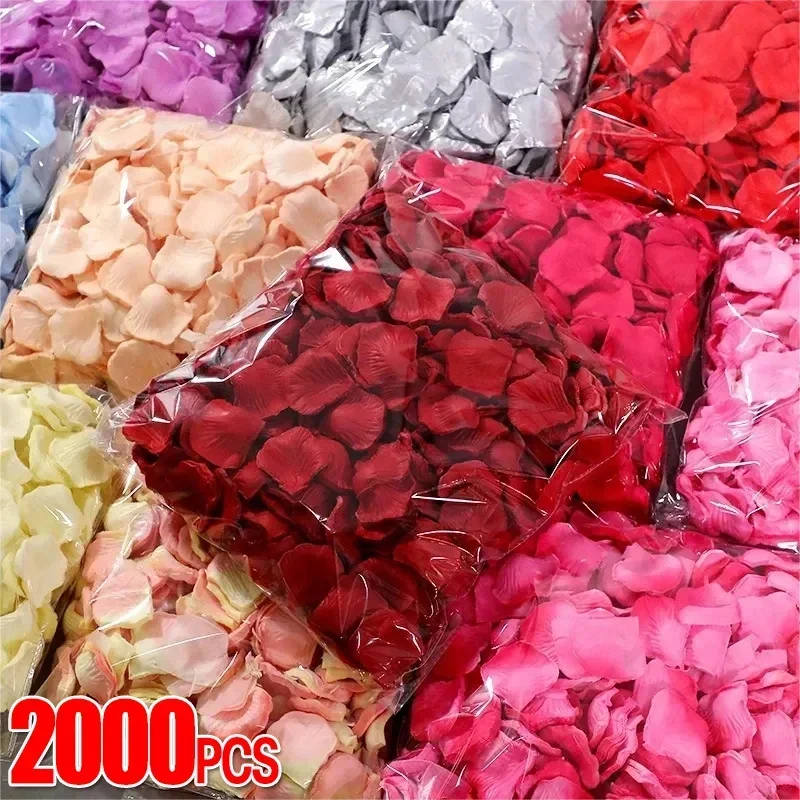 2000/100pcs Artificial Rose Petals Colorful Flowers Romantic Love Silk Fake Rose Petal for Brithday Wedding Party Decoration