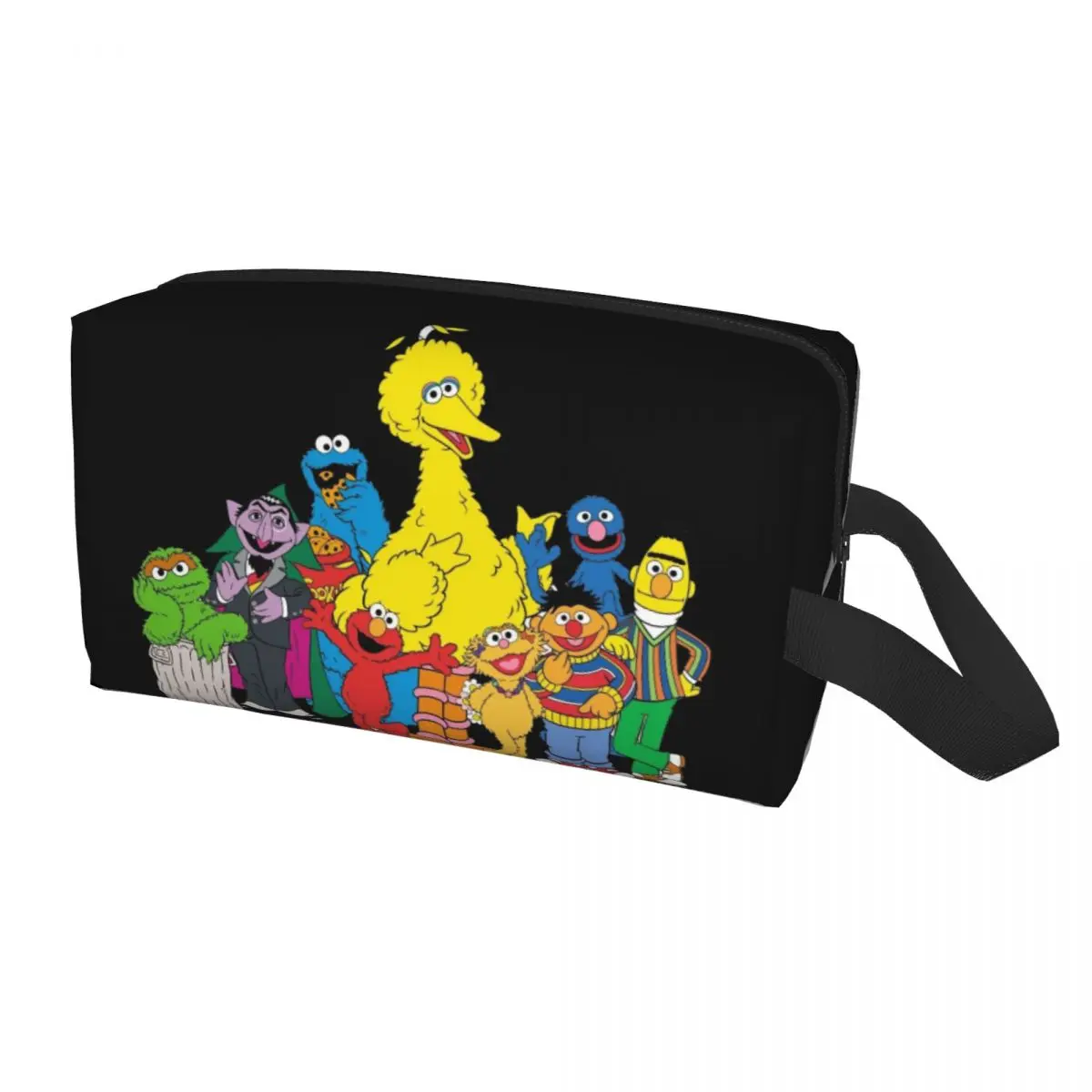 Custom Sesame Street Character Toiletry Bag Cookie Monster Cartoon Cosmetic Makeup Organizer Ladies Beauty Storage Dopp Kit Box