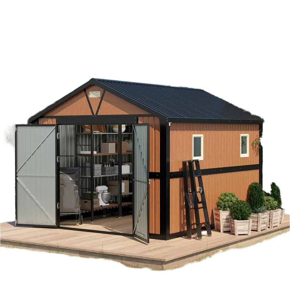 

Outdoor oversized storage shed with locked windows for garden, backyard, patio, chicken coop