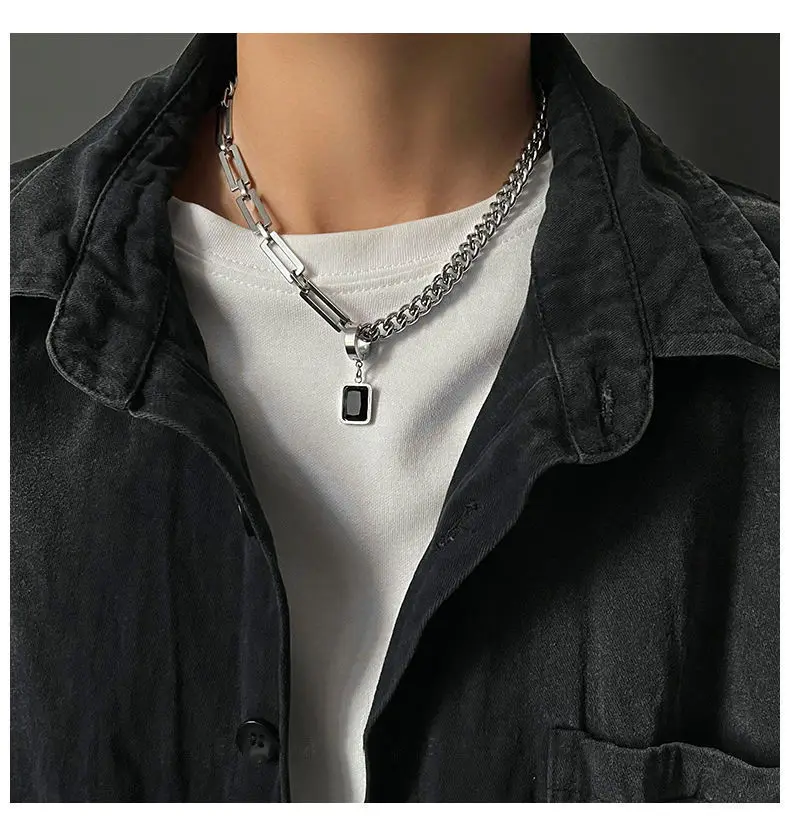 

2026 New Stainless Steel Splice Chain Necklace For Men Punk Bike Style Street Jewelry Accessories