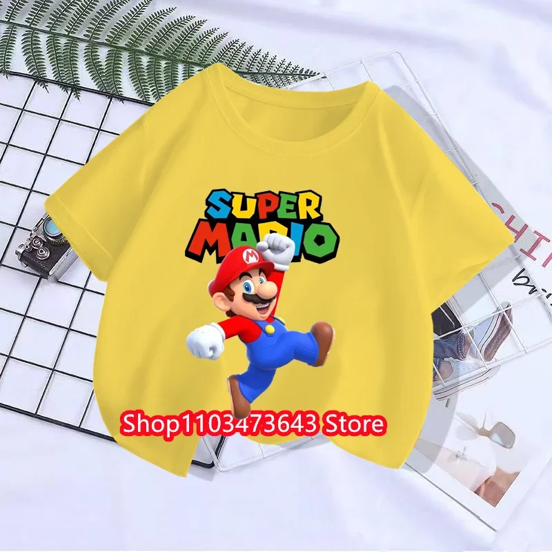 New Supers Marios T-shirt Kids Fashion Baby Boys Clothing Marios Bros.Kids Short Sleeve T-shirt set Tops Girls Casual 4-14 Years