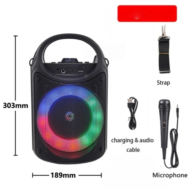 

Outdoor Bluetooth Speaker Bass Column TF U Disk Playback Portable Soundbox High-power K Song Audio Home FM Radio Lantern Music