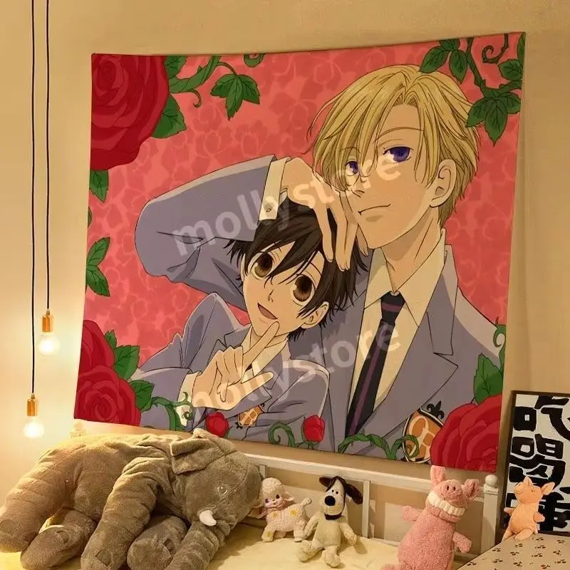 VIKAMA Ouran High School Host Club Anime Wall Tapestry Manga Kawaii Home Decor Unique Gift Soft Durable Cozy Aesthetic Washable