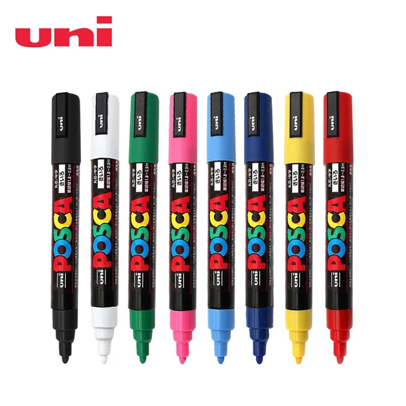 Uni Posca Acrylic Paint Marker Pens Set Plumones Marcadores PC-1M/3M/ 5M/8K/17K Colores Student Graffiti Art Stationery Supplies