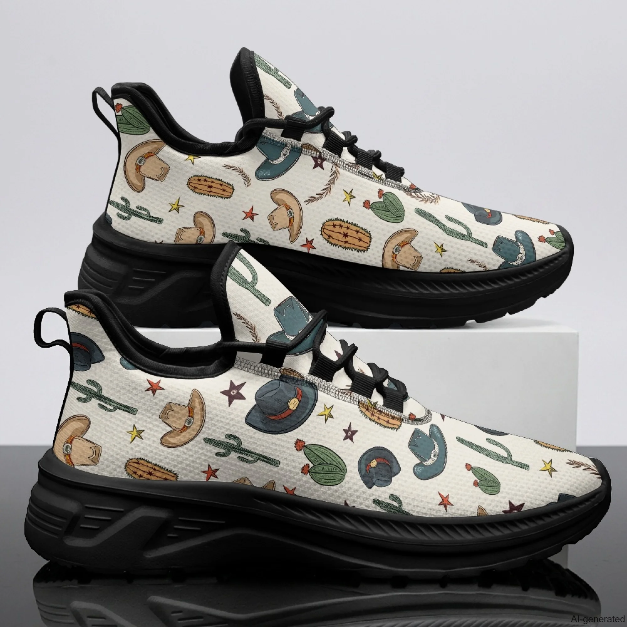 XIXIRIMIDO Womens Walking Shoes Nurse Shoes Nurse Sneakers Cowboy Print Tenis Masculino De Corrida Barefoot Shoes 35-48