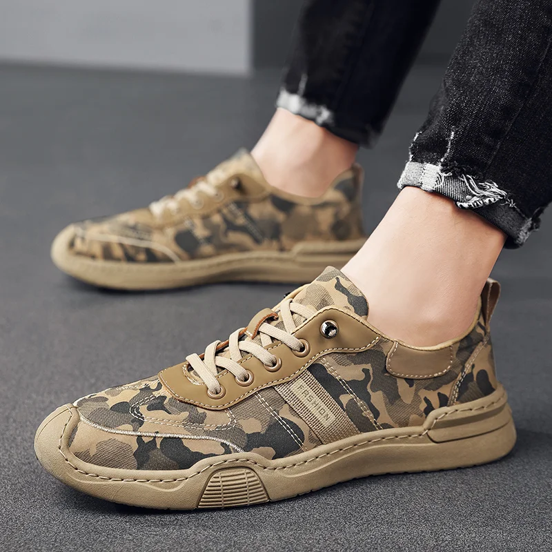 Waterproof Outdoor Camouflage Shoes Mens Casual Sneakers Casual Canvas Shoes for Men Summer Breathable Flat Shoes