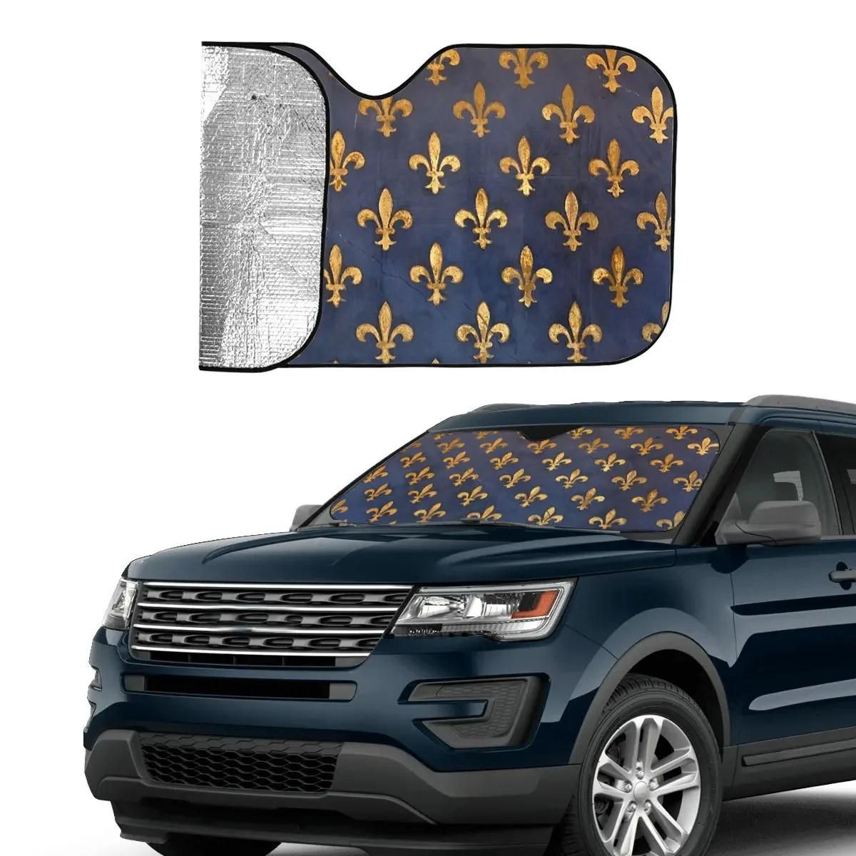 Florence Sunshade Windscreen Fleur De Lis Lily Flower Symbol Flag Polyester Car Front Window Visor Sun Visor Solar Protect