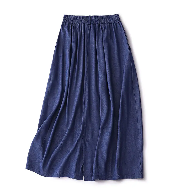 Women's Denim Skirt High Waist Drooping A-line Pleated Umbrella Skirt Thin