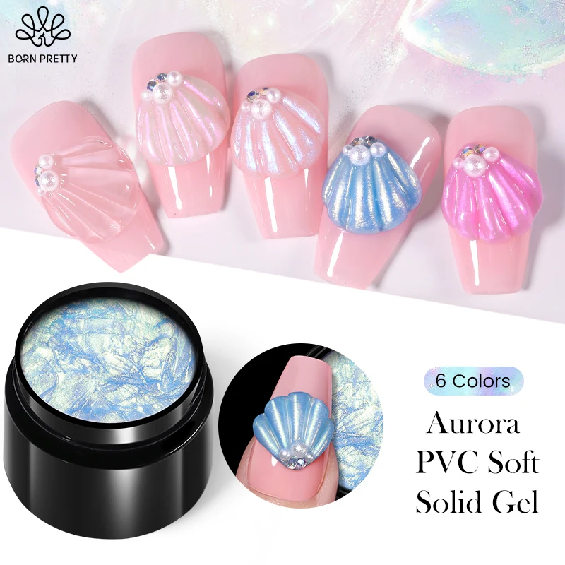 BORN PRETTY 5ml Aurora PVC Soft Solid Gel Nail Polish for Carving Gel Painting Carved Flowers Design Manicure Modeling Tool