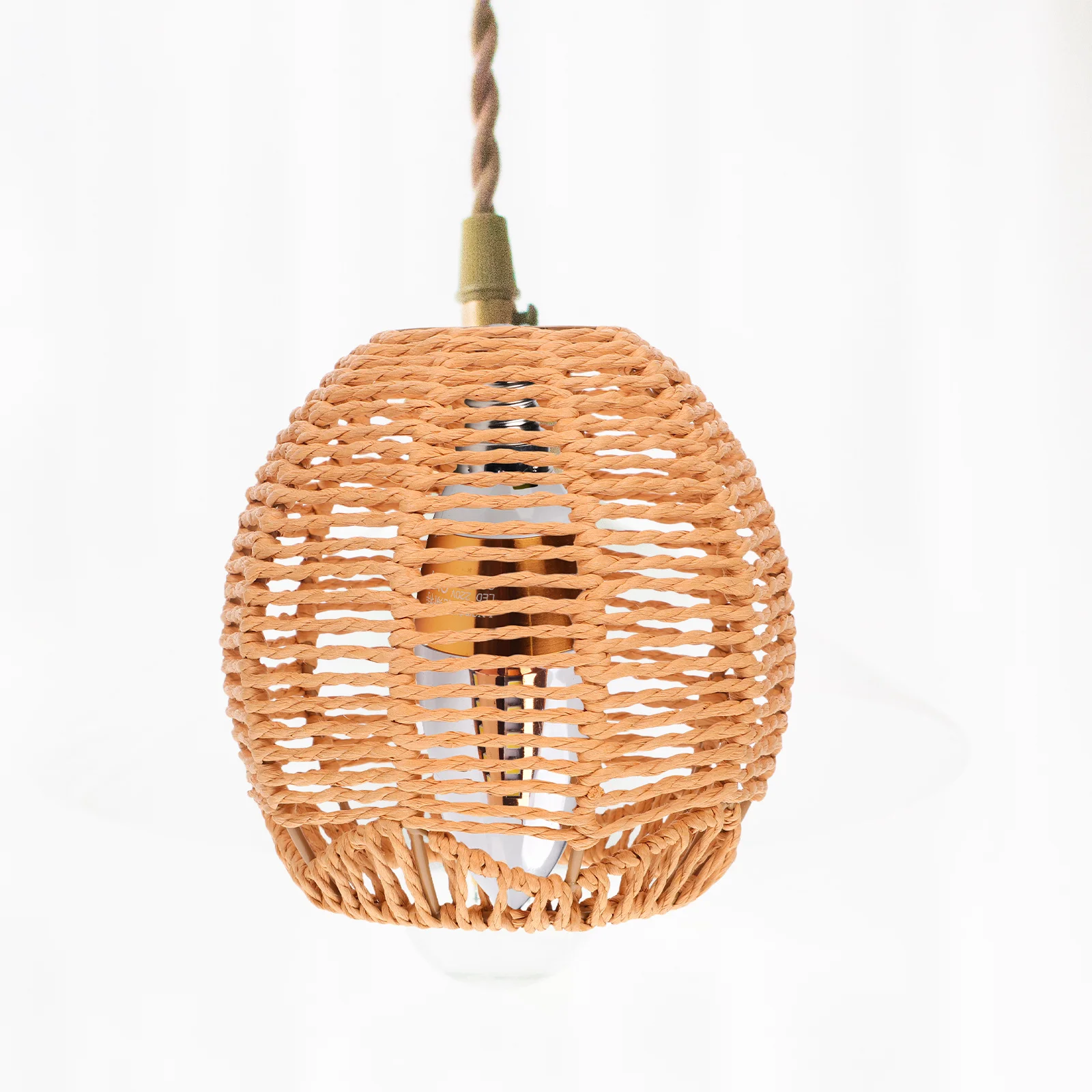 

42Mm Diameter Hole Wicker Light Shade Handwoven Rattan and Paper Rope Pendant Lamp Cover for Farmhouse Boho Decor Ceiling Floor